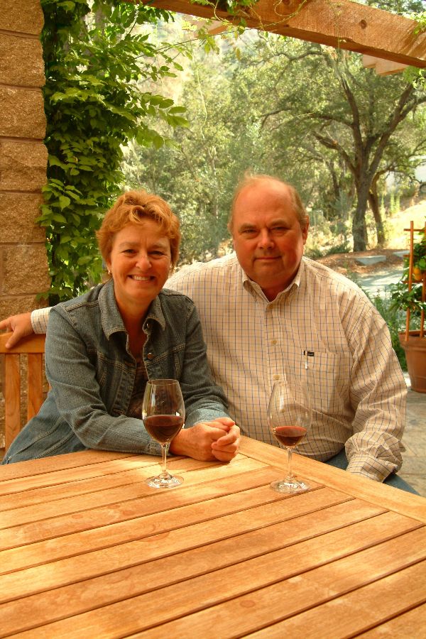 Barbara and Bruce enjoying an afternoon glass of wine on the deck of their 'State of the Art' winery in Napa Valley's Sage Canyon. The camera is looking north and east, kind of in the direction of Sacramento (eventually).