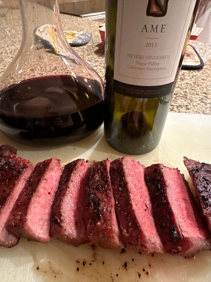 Grilled Steak with Neyers 2013 ÂME Vineyard Cabernet Sauvignon