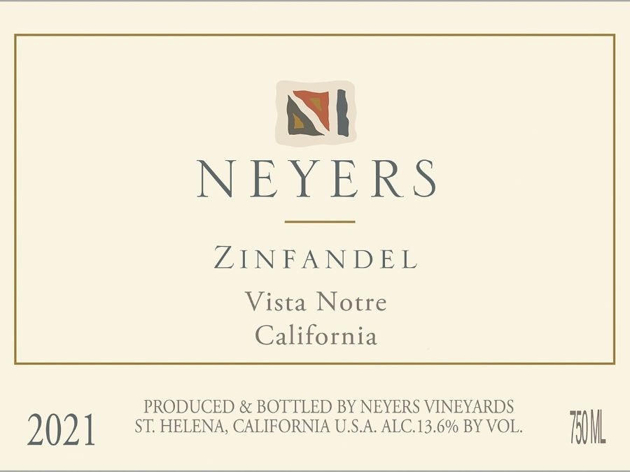 Color image of a Neyers Vineyards Vista Notre Zinfandel label